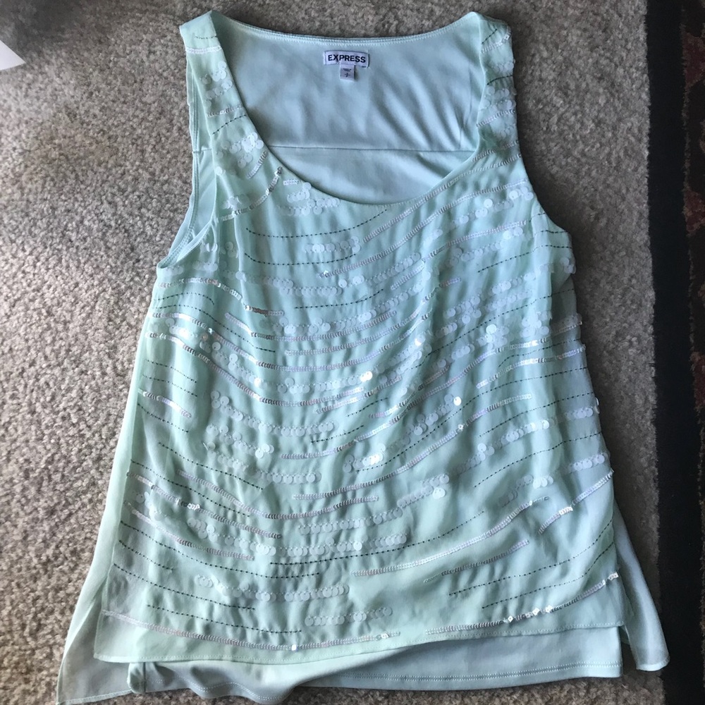 Light mint green EXPRESS sequins tank